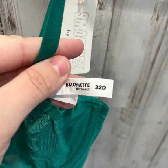 New Smoothez by Aerie Bra Balconette Sheer Mesh Unlined Underwire In Green 32D - Picture 4 of 6